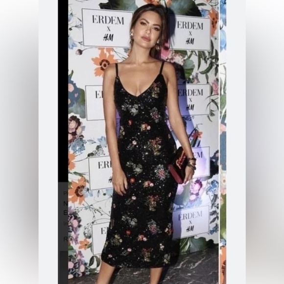 Rare Runway Erdem For H&M Floral Sequined Evening Dress ASO Celeb US 4 EU 34 - Picture 5 of 14